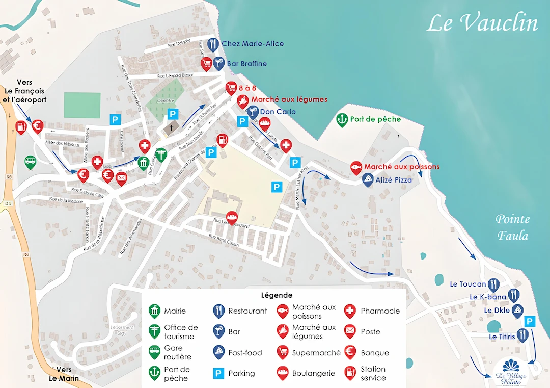 VILLA DE LA POINTE FAULA 32 plan du vauclin village de la pointe